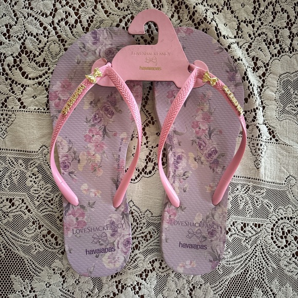 love shack fancy x havaianas purple flip flops size us womens 11/12 - Picture 1 of 5